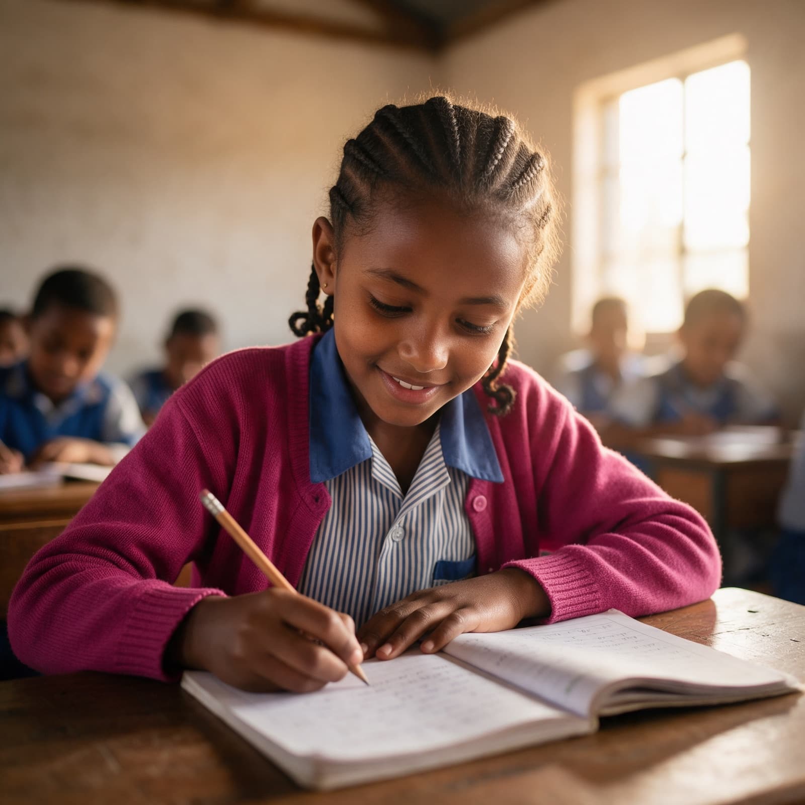 Student studying at her desk
