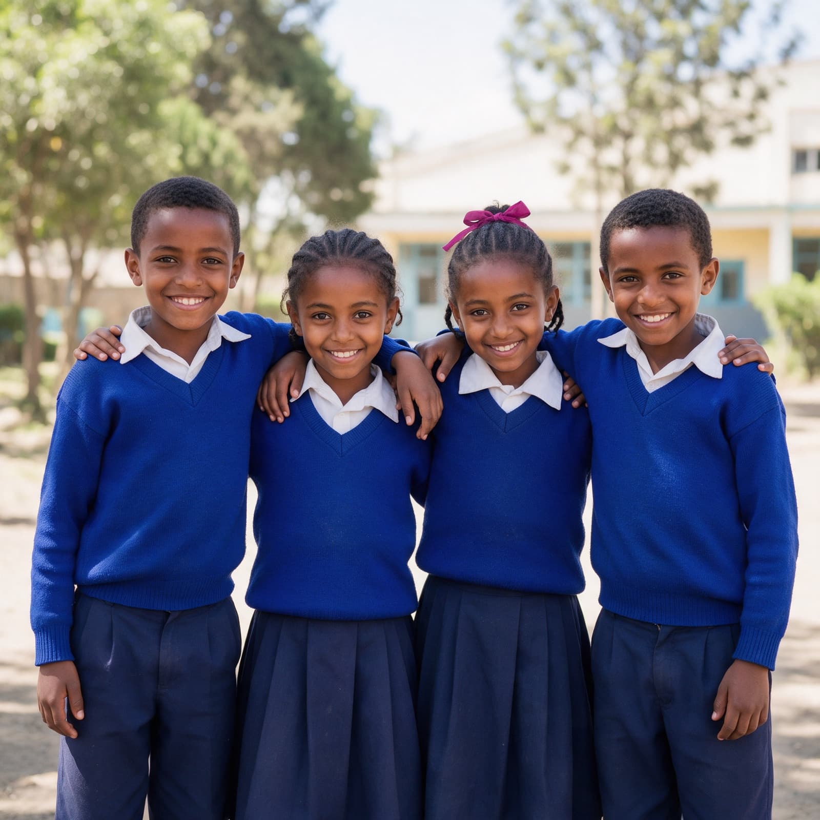 Smiling Ethiopian students at a Henon partner school
