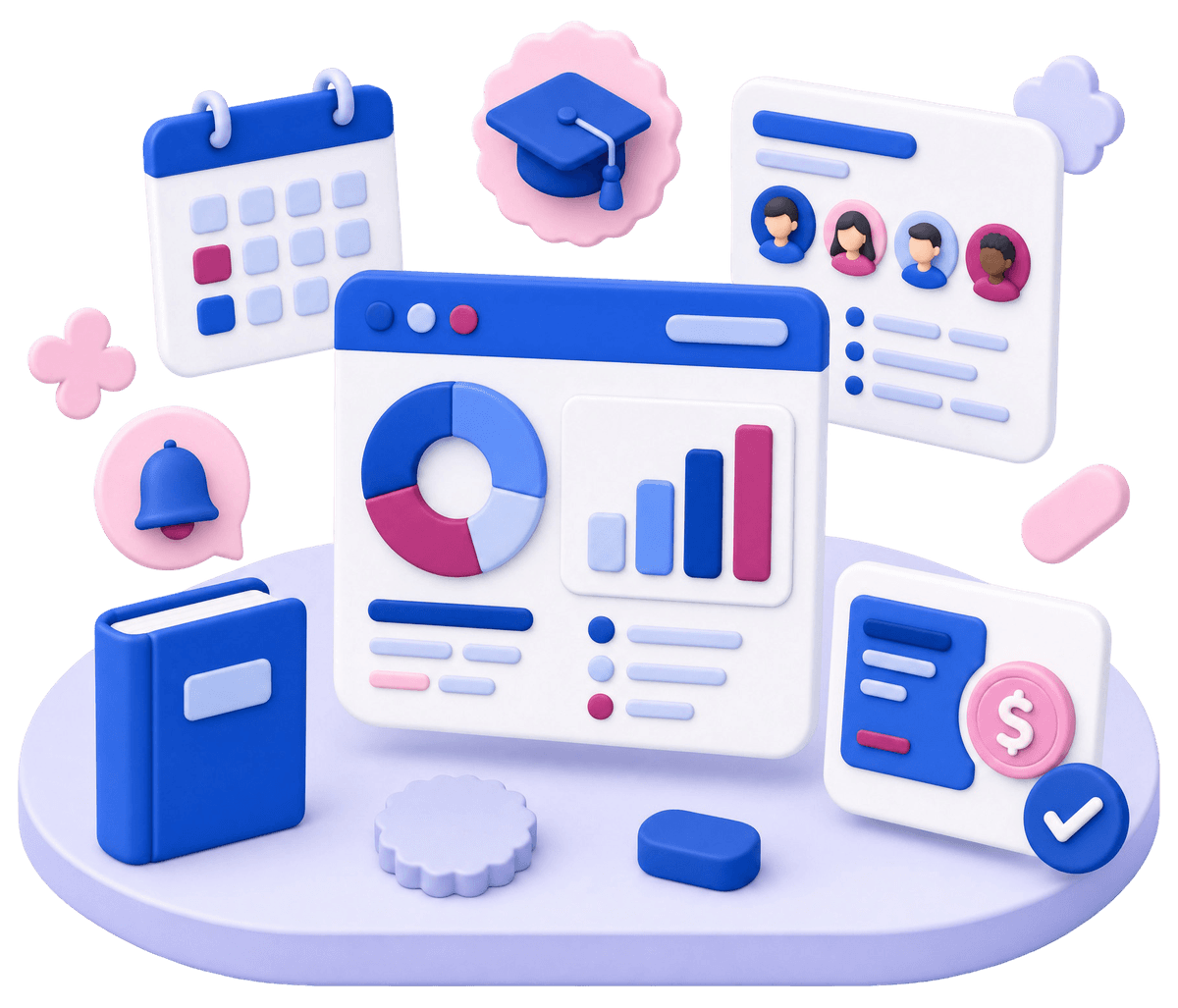 Illustration of the Henon school management dashboard